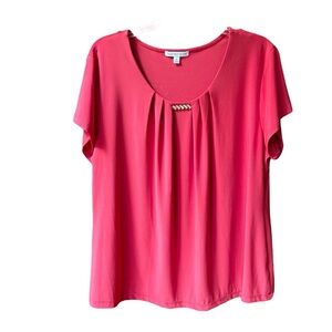Notations Bright Pink Jeweled Blouse XL